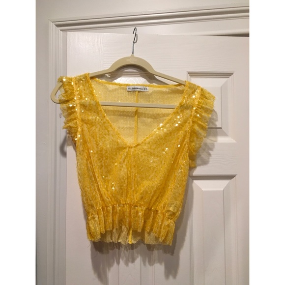 ZARA Yellow Sequin Top - Picture 7 of 9
